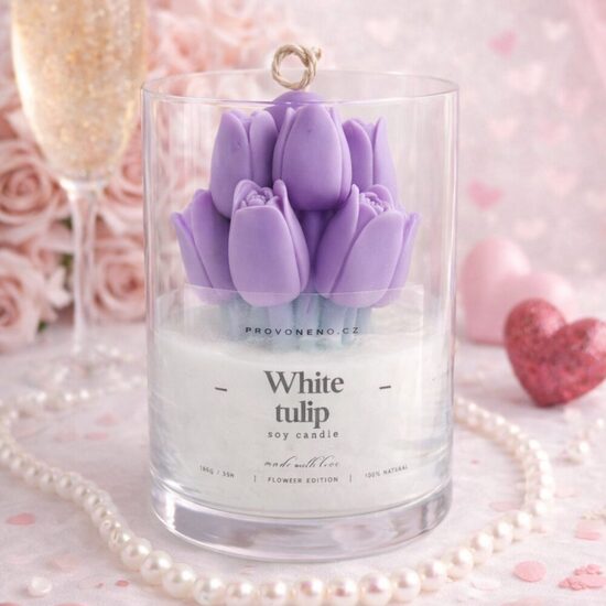 Přírodní tulipánová svíčka - fialová